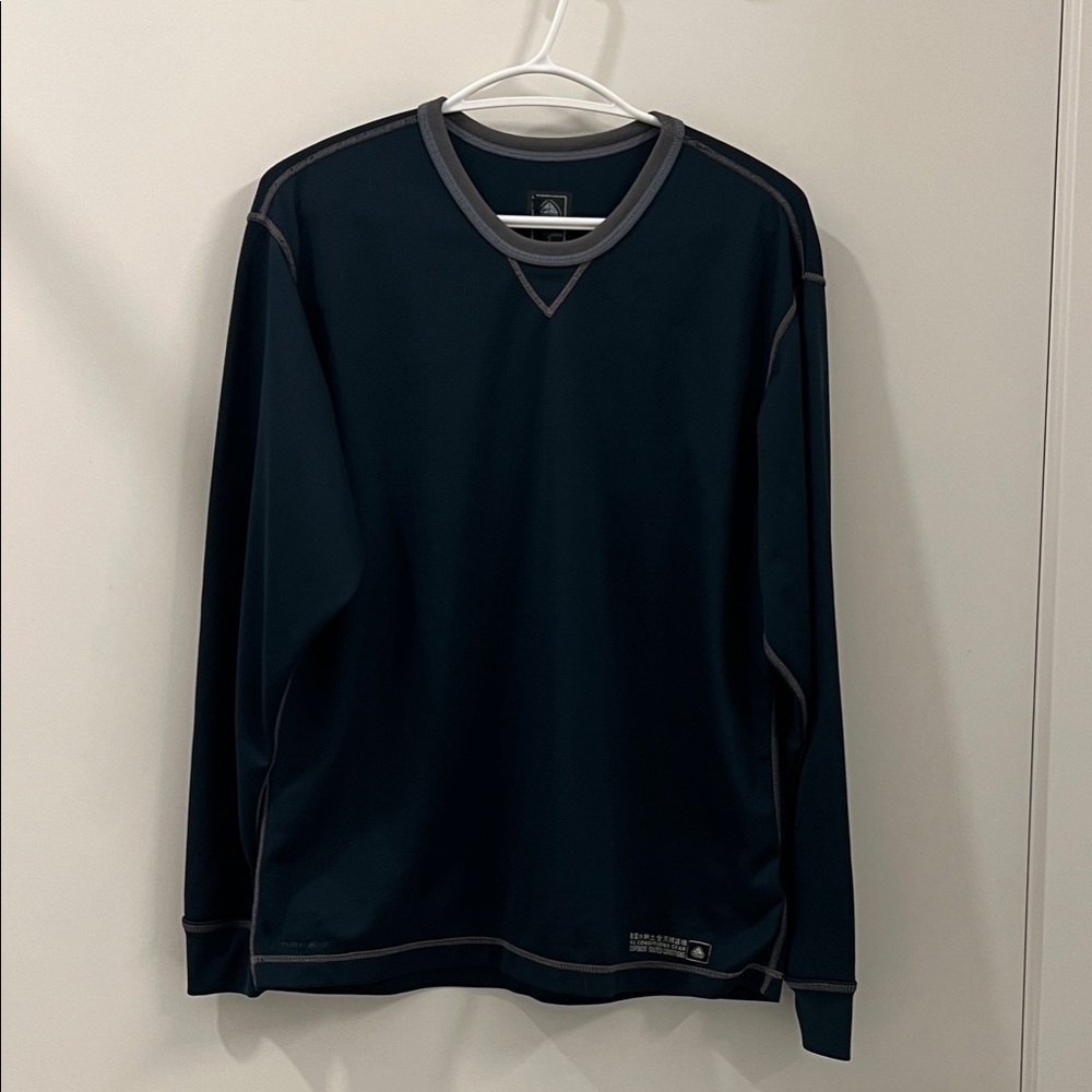 Men's Blue Long Sleeve Crew Sweatshirt with Gray Trim